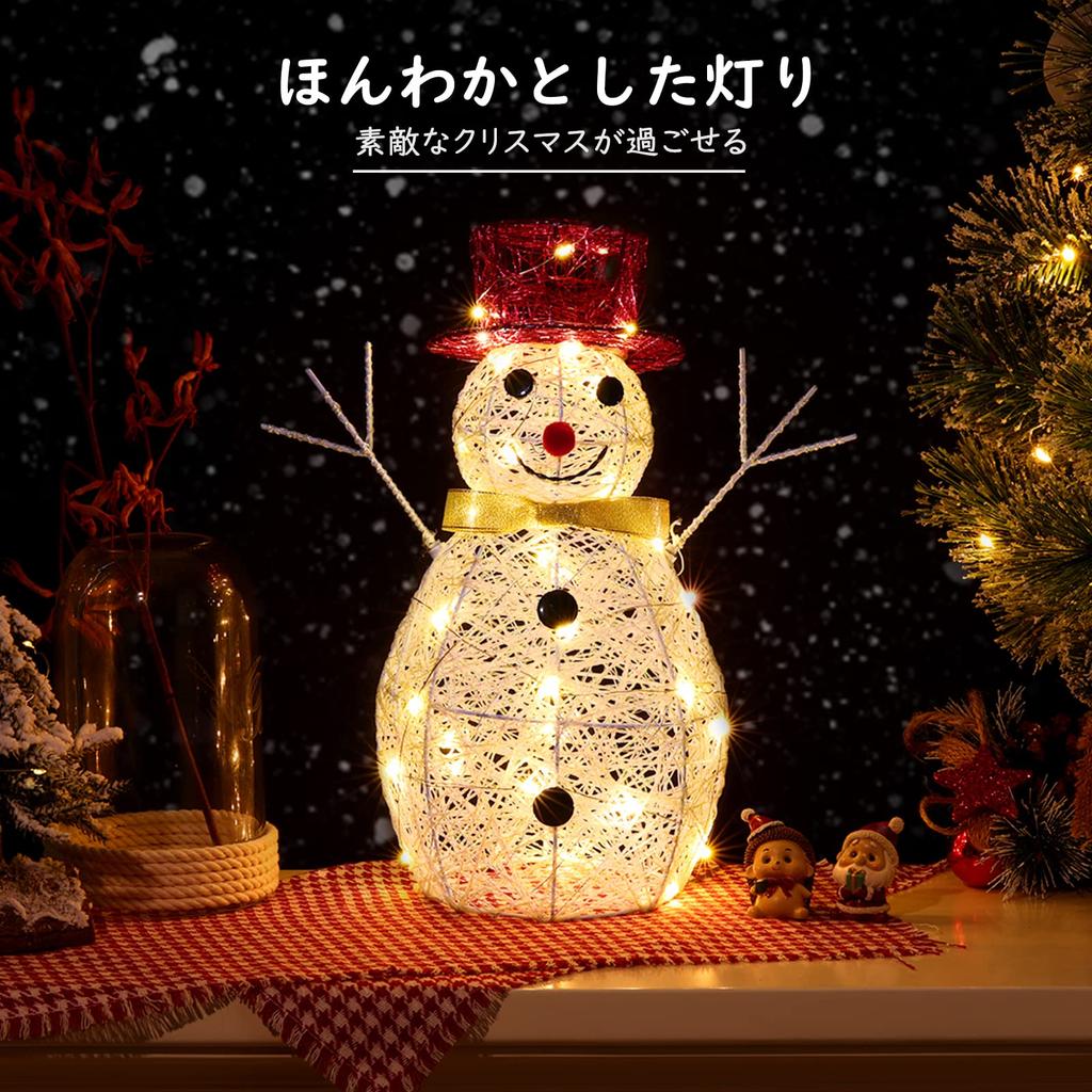 Lewondr Snowman Motif Desk 32cm Battery USB Christmas Ornament Perfect Gift for and Holidays Lamp, Tall, LED, & Powered, 2-Way Power, Light, Mother's