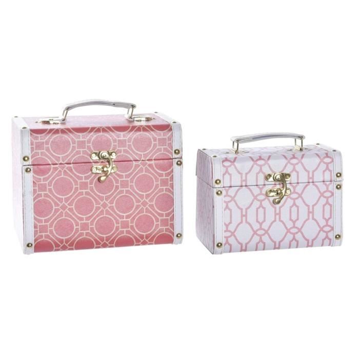 Set de boîtes décoratives - DKD Home Decor - Bois - Toile - 24 x 18 x 19 cm