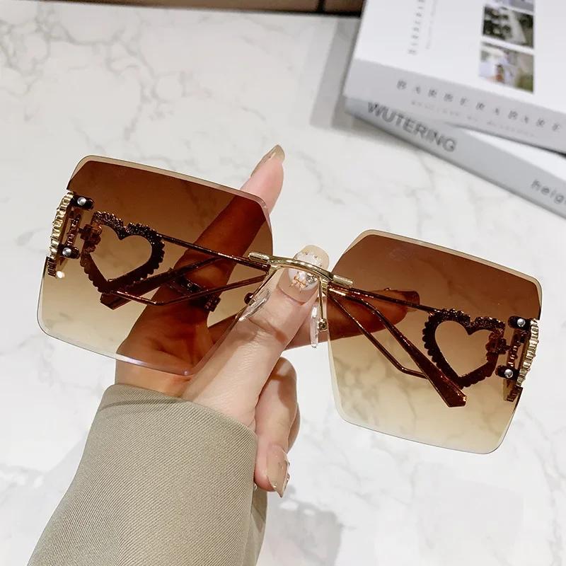 Classic Rimless Square Sunglasses Women Men Designer Brand Sun Glasses Female Male Personality Metal Mirror