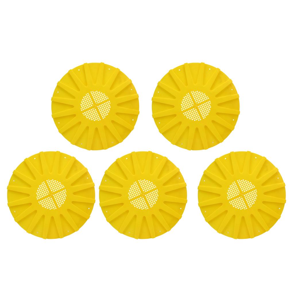 5pcs Beehive Door Exit Disc Plastic 16 Way Round Anti Running Escape Plate Beekeeping Tool 9.8x0.3in Yellow