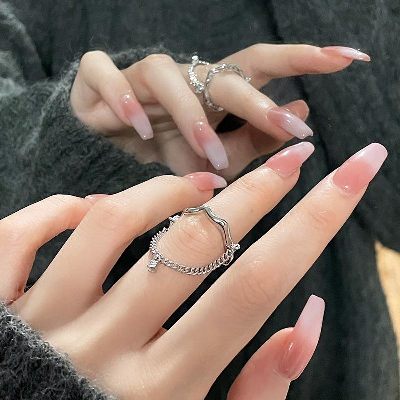 Niche Design Sense Cold Wind Chain Love Opening Simple Fashion High Sense Index Finger Ring Women