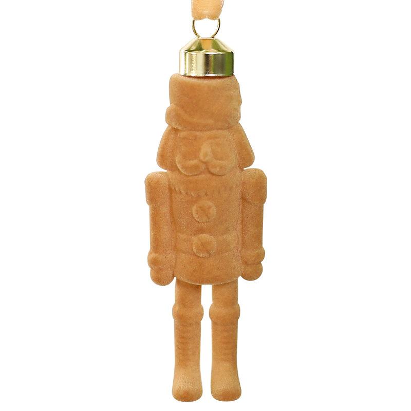 Walnut Soldier Decoration Pendant Flocked Material Christmas Decor Festive Flocking Nutcracker Hanging Ornaments Christmas