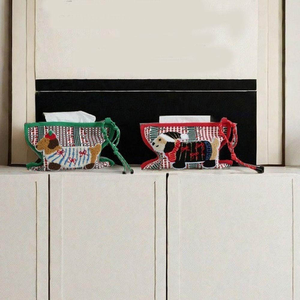 Rustic Style Dachshund Tissue Box Hanging Paper Tissue Case High-End Paper Towel Bag  Kitchen