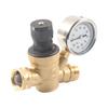 RV Water Pressure Regulator Valve with Handle Adjustable, Silicone Oil Gauge, Br