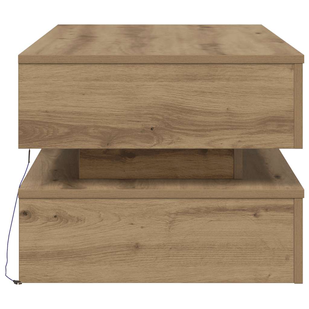 LED Coffee Table In Artisan Oak Finish 90 X 50 X 40 Cm