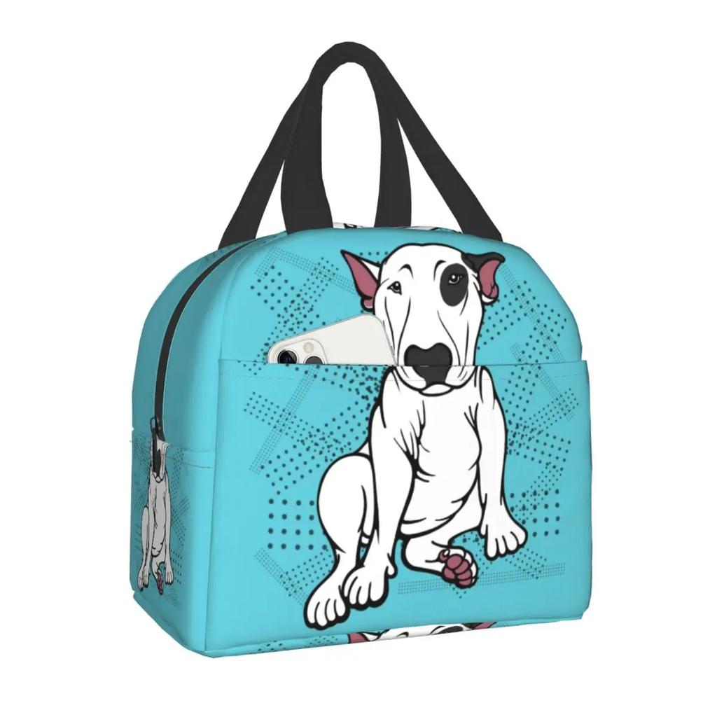 Bull Terrier Dog In Floral Lunch Box Women Multifunction Thermal Cooler Warm Food Insulated Lunch Bag For Kids School Children