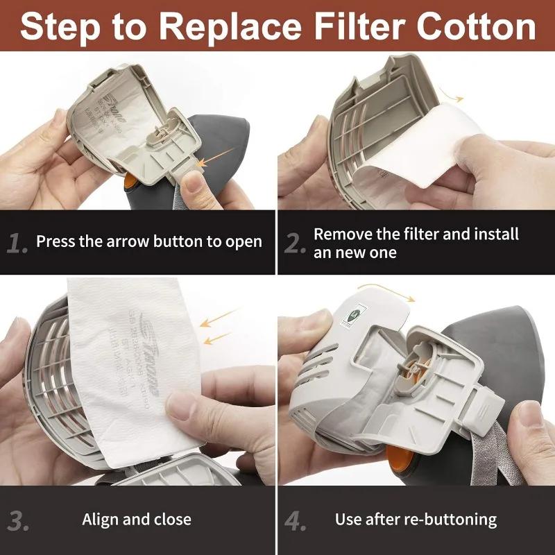 Industrial Dust Mask Reusable with Filter Cotton Dust Respirator Half-face Industrial Anti-smog Safety Gas Mask