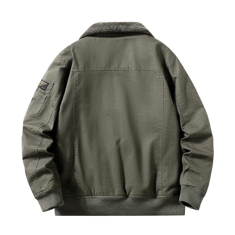 Winter Fleece Jacket Men Turn Down Collar Solid Windproof Warm Outwear Coats Vintage Thick Cargo Jacket Male Casual Bomber Coats