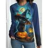 Autumn Long Sleeve Women's T-shirt Fashion Casual Long T-shirt Tops Halloween Spooky Ghost Printing OverSize Women's Clothing