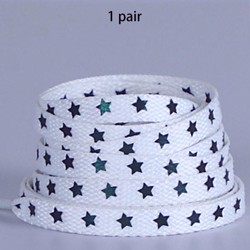 

Новые голографические светоотражающие шнурки со звездами, двусторонние светоотражающие, высокая яркость, подходят для спортивной и другой обуви белый