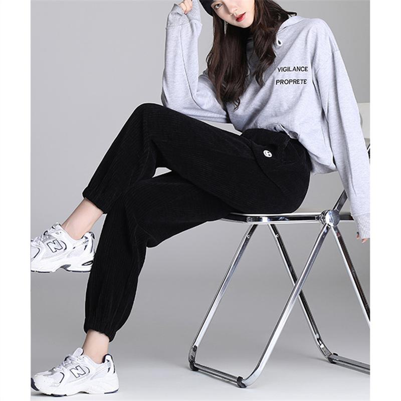 2022 Autumn Winter Women Casual Loose Pants Harajuku Women Sport Running Fleece Sweatpants Solid Thick Warm Female Streetwear