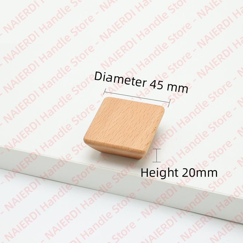 NAIERDI Solid Wood Cabinet Handles Modern Single Hole Wooden Pulls Octagon Round Knobs for Kitchen Cupboard Wardrobe Hardware