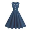Women's Fashion Party Solid-Color Short-Sleeve Collared Bow Casual Dress For Summer