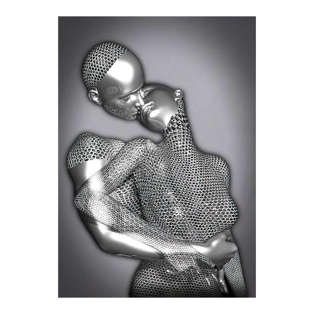 Gold and Silver Figure Statue Canvas Painting Poster Prints Romantic Lovers Pictures Modern Wall Art Home Decor