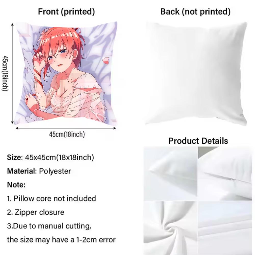 The Quintessential Quintuplets Cushion Cover 2-in-1 Reversible Plush Pillow Cover | Car/Sofa/Bed | Perfect Gift