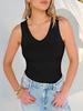 2026 Damen figurbetontes ärmelloses Rippstrick-Oberteil mit V-Ausschnitt für den Alltag