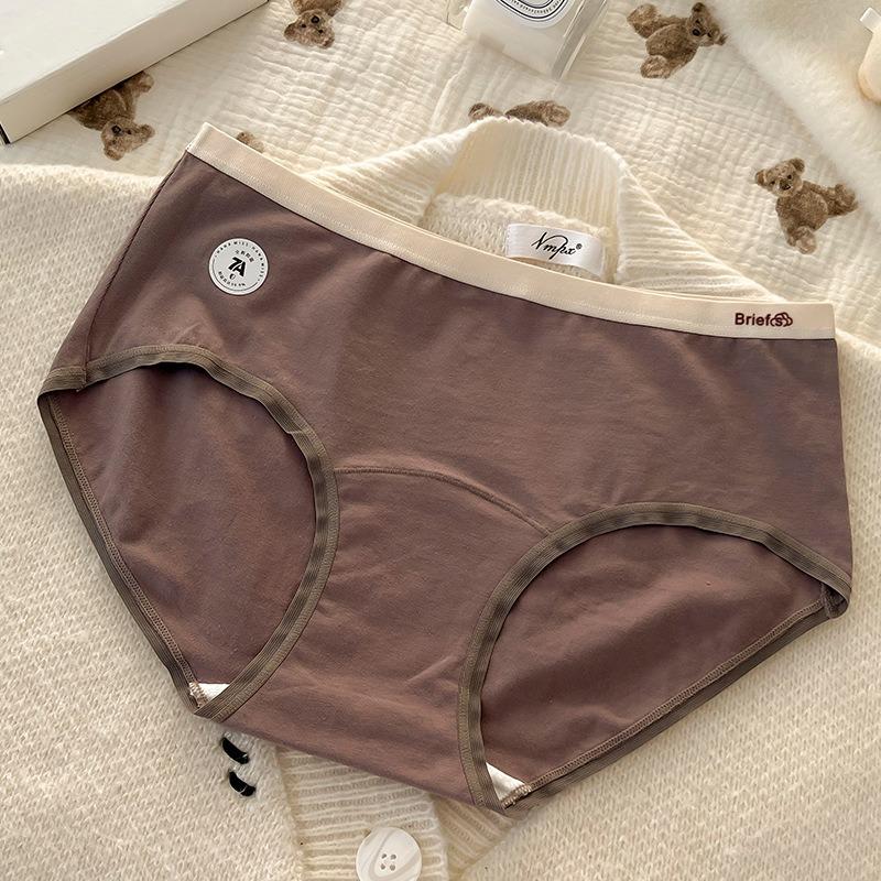 Plus Size Mid Waist Solid Pure Cotton Antibacterial Breathable Women Underwear Panties