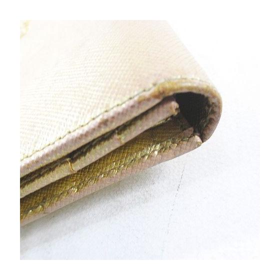 Used Prada Long Wallet, Gold Hardware, Gold Leather, Made In Italy