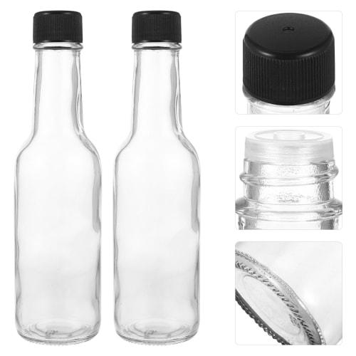 Luxshiny Clear Glass Quadra Bottles, 6-Piece Set, 150ml Thick-Walled, Empty Hot Sauce Bottles with Screw Caps, Honey, Salad Dressing Containers, Small