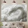 2D Majestätischer Chinesischer Drache Wandteppich Weiße Wolken Mystischer Wandhintergrund