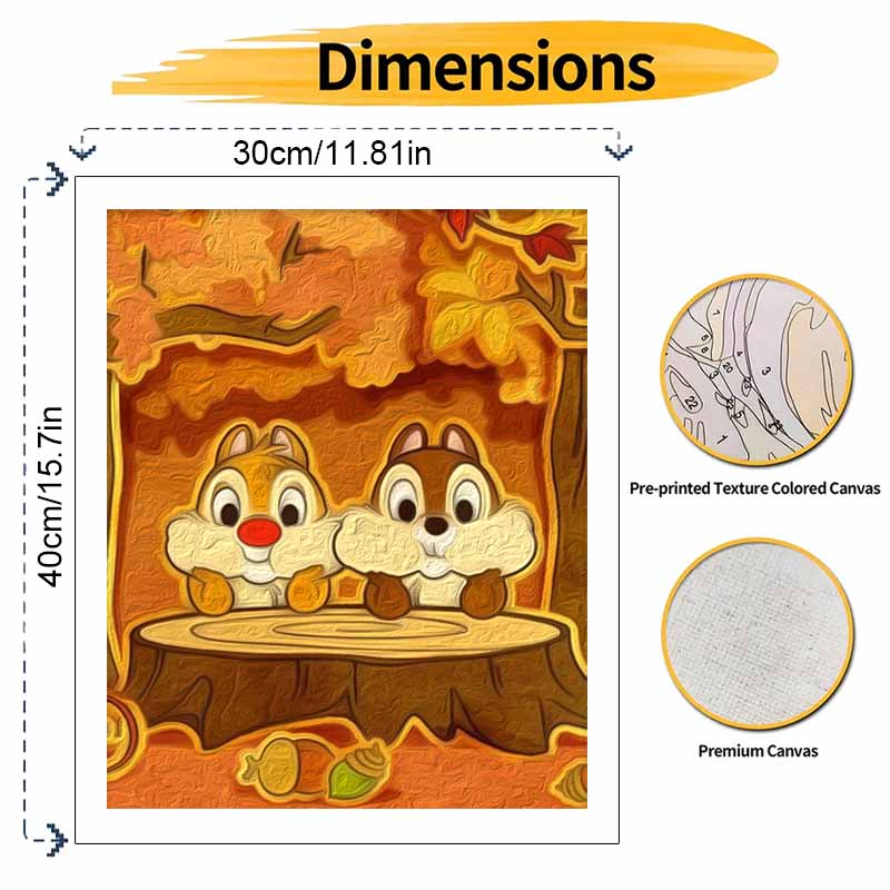 Disney Chip and Dale Digital Oil Painting Art Kit DIY Handmade Autumn Home Decoration Gift