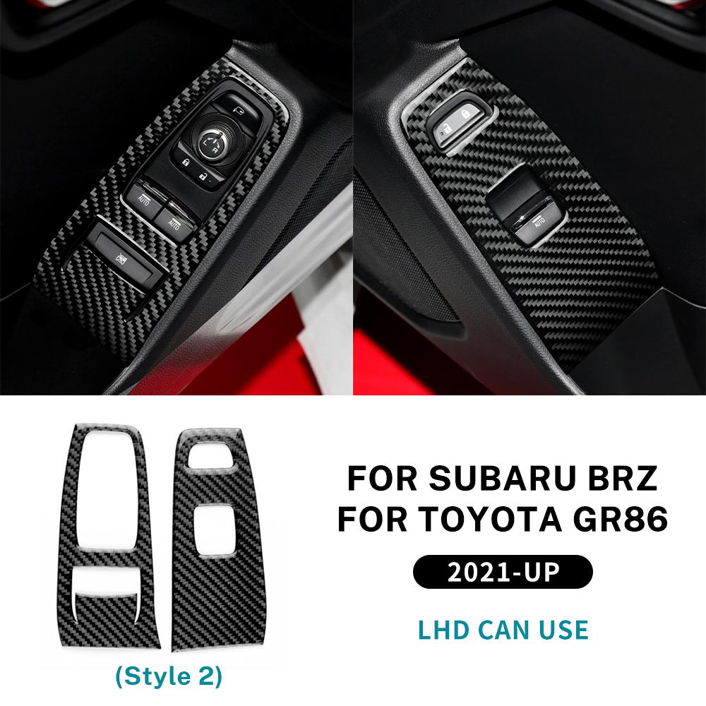 Real Soft Carbon Fiber Sticker For Subaru BRZ Toyota GR86 2025 2025 2025 2025 LHD RHD Car Door Window Button Panel Interior