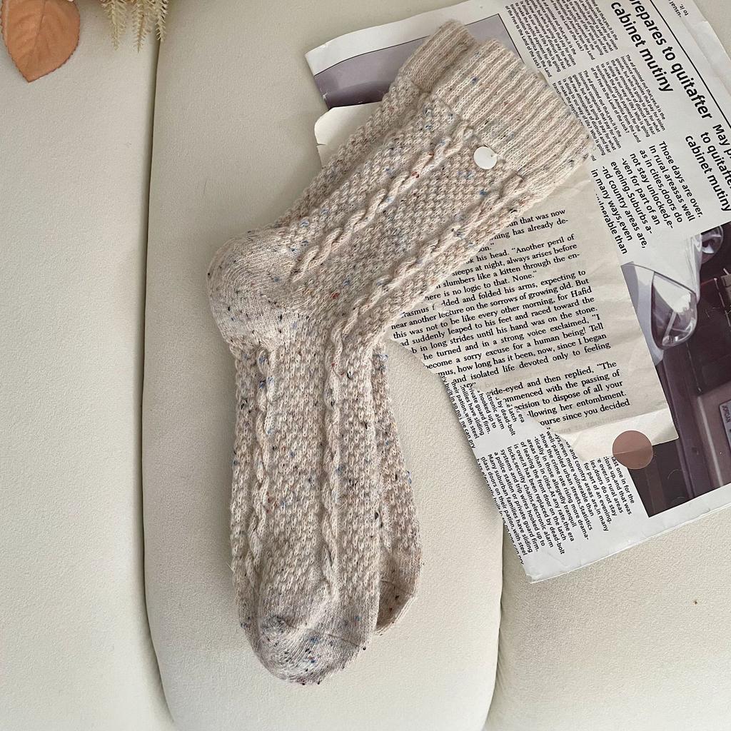 Socks, Women'S Wool Socks, Shell Buckles, Korean Twist Pile Socks, Thickened Plush Stockings, Socks