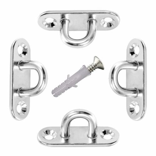 YFFSFDC Rectangular Pad Eyes, 10-Piece Set with 20 Screws, Eye Plate, Stainless Steel Loop, 304 Stainless Steel, M5, Ceiling Hook, U-Shaped, Fixing Ha