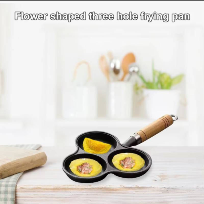 Cast Iron Hole Egg Pan Nonstick Breakfast Cooking Tool For Home Use