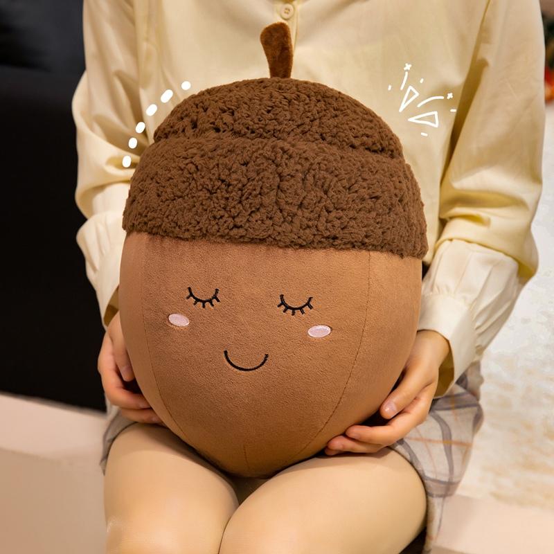 Cartoon Happy Chestnut Family Plush Toys Cotton Stuffed Smile Hazelnut Doll Soft Cozy Throw Pillow Kawaii Kids Gift Home Decor