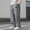 Men'S Corduroy Straight Leg Pants with Drawstring Waist, Pockets, and Logo Design - Stretchy, Casual Fit for Everyday Wear, Spri
