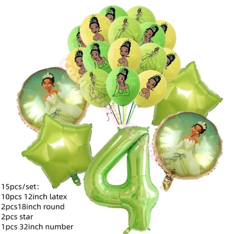 Frog Tiana Princess Party Decoration Set Paper Cup Plate Napkin Balloons Kids Girl Birthday Surprise Gift Baby Shower Photo Prop