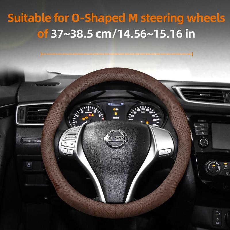 

Suitable for Nissan Ultra-Thin Breathable Leather Steering Wheel Cover Suitable for Qashqai J10 J11 March Terrano2 Pathfinder R51 Note E12
