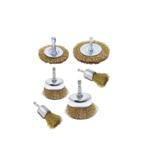 YFFSFDC Hexagonal Shaft Wire Brush, Cup Wire Brush Set, 6-Piece Set, Metal Polishing Brush for Removing Rust and Paint from Flat Surfaces, Grinding, R