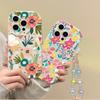 Colorful Flower Wrist Strap Case For Motorola Moto Edge 50 Fusion Pro Ultra G84 G14 G75 G35 G05 G15 G22 G30 G24 G54 G34 E22 G35