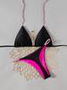 Kontrastní barva ramínka Jednobarevné tanga Sexy bikiny Dvoudílné plavky pro ženy