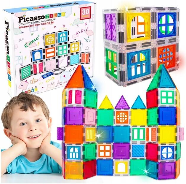 Конструктор магнитный PicassoTiles развивающий, 30 деталей