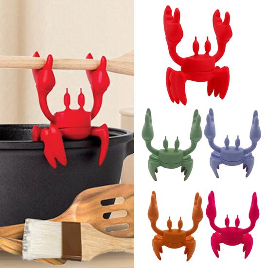 

2/3/5 шт. Подставка для столовых приборов из силикона в виде краба, термостойкий держатель для ложки, нескользящий термостойкий кухонный органайзер, забавный держатель для ложки в виде краба, силикон без содержания бисфенола А 2pcs