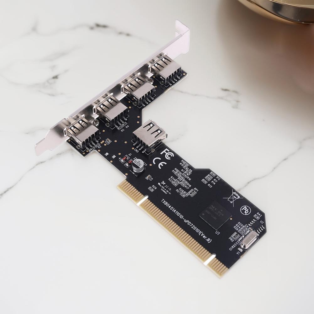 5 Ports USB 2.0 PCI Hub Controller Expansion Card 480Mbps Internal USB 2.0 PCI Card Desktop Converter Card NEC720101 Chipset