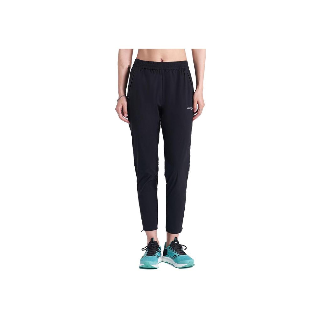 SAUCONY Logo Letter Print Elastic Waist Woven Casual Long Pants Women Bottoms Black SC1229014-1