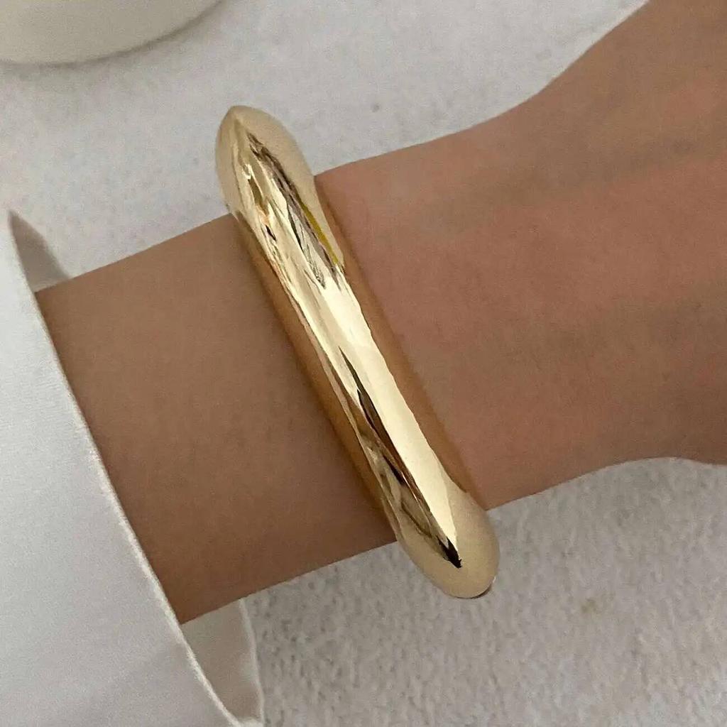 Ingemark 4 Styles Hip Hop Irregular Resin Plastic Bangles for Women Punk Irregular Metal Spring Bracelets Grunge Jewelry Gift