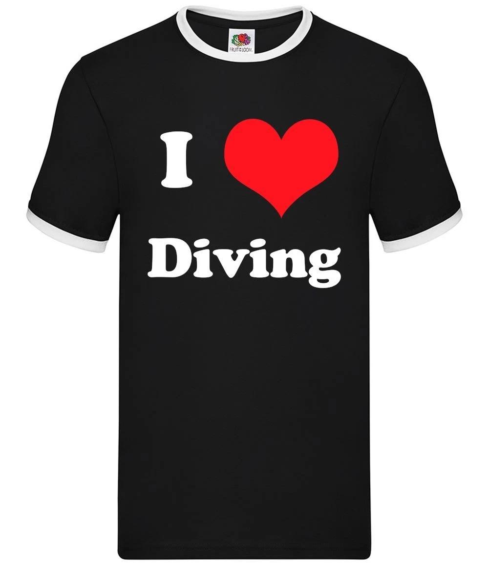 I Love Diving - Mens Ringer - Equipment Diver Dive Sea Love XS