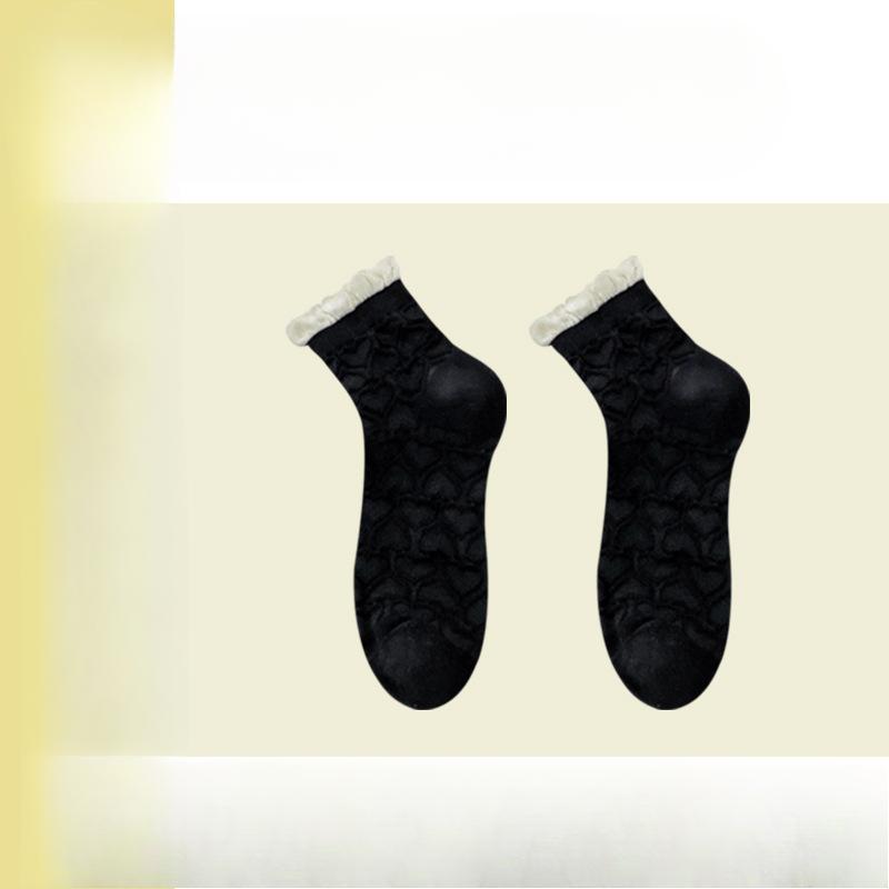 

Женские летние тонкие деревянные носки-трубы с отворотом, дезодорирующие, дышащие, из чистого хлопка, впитывающие пот 1 pair чёрный