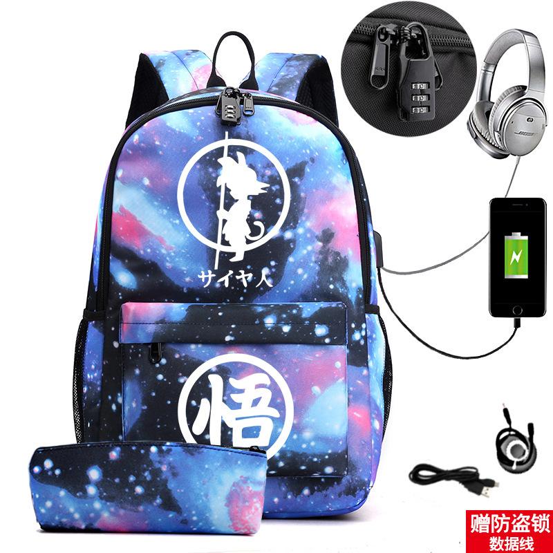 Animation Peripheral Cool Trend Schoolbag Multi-Function Usb Large Capacity Backpack Student Pencil Case Set