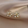 Mini Crystal Flower Stud Earrings for Women Girl Cute Zircon Korean Fashion Sweet Golden Color Plant Gift Zircon pendientes