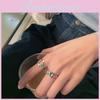 Elegant 925 Sterling Silver Geometric Adjustable Open Ring Unique Vintage Style