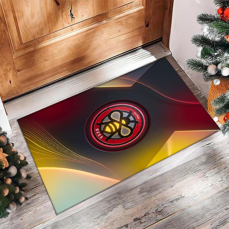 Brentford Football Print Crystal Velvet Rug, Comfortable Water Absorbent Non Slip Indoor Floor Carpet
