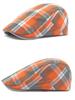 Lehké prodyšné kontrastní kostkované baretové čepice, retro vintage unisex ploché klobouky, britské ležérní pokrývky hlavy
