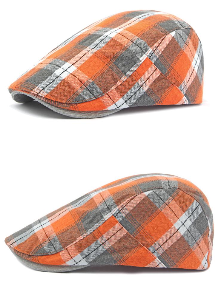 Lehké prodyšné kontrastní kostkované baretové čepice, retro vintage unisex ploché klobouky, britské ležérní pokrývky hlavy