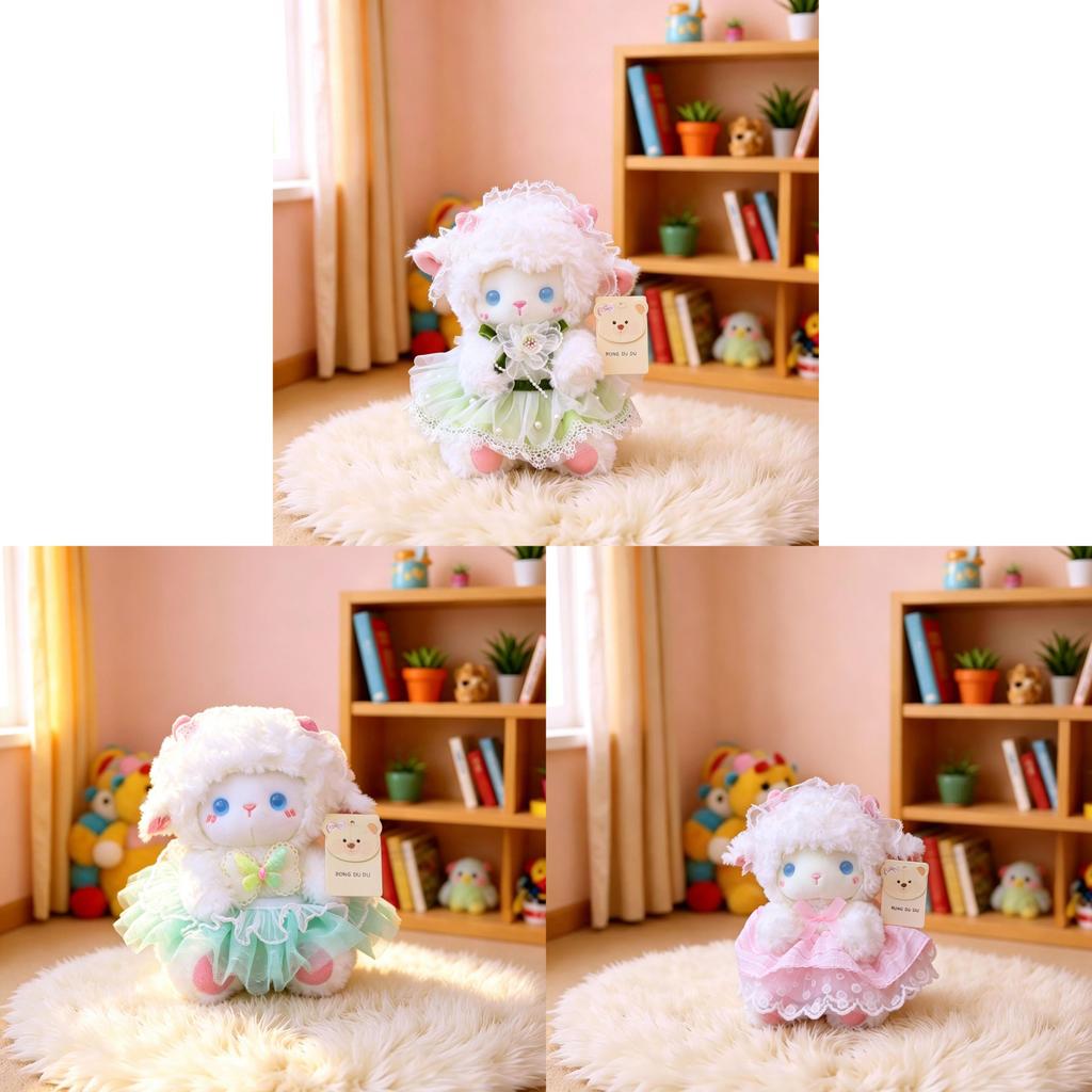 Plush Lamb Toy With Bowknot For Baby Gift And Kids Room Decor